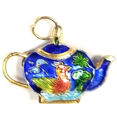 ENAMEL TEAPOT 27X28MM BLUE